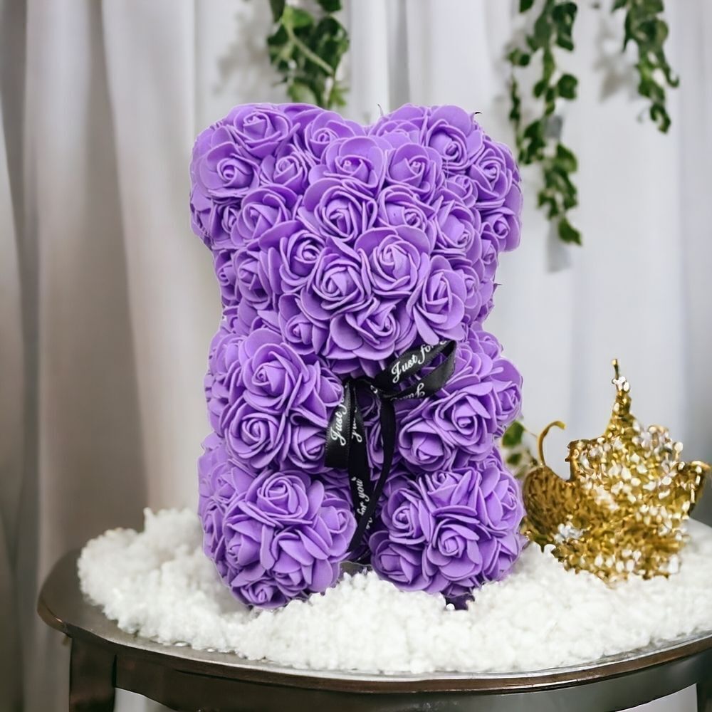 Lavender Purple Rose Bear Aesthetic Gift Dreamy Room Decor Cute Unique Fantasy